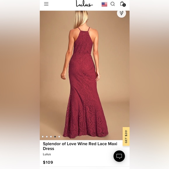 Lulus Splendor of love red wine lace maxi dress - Picture 2 of 4